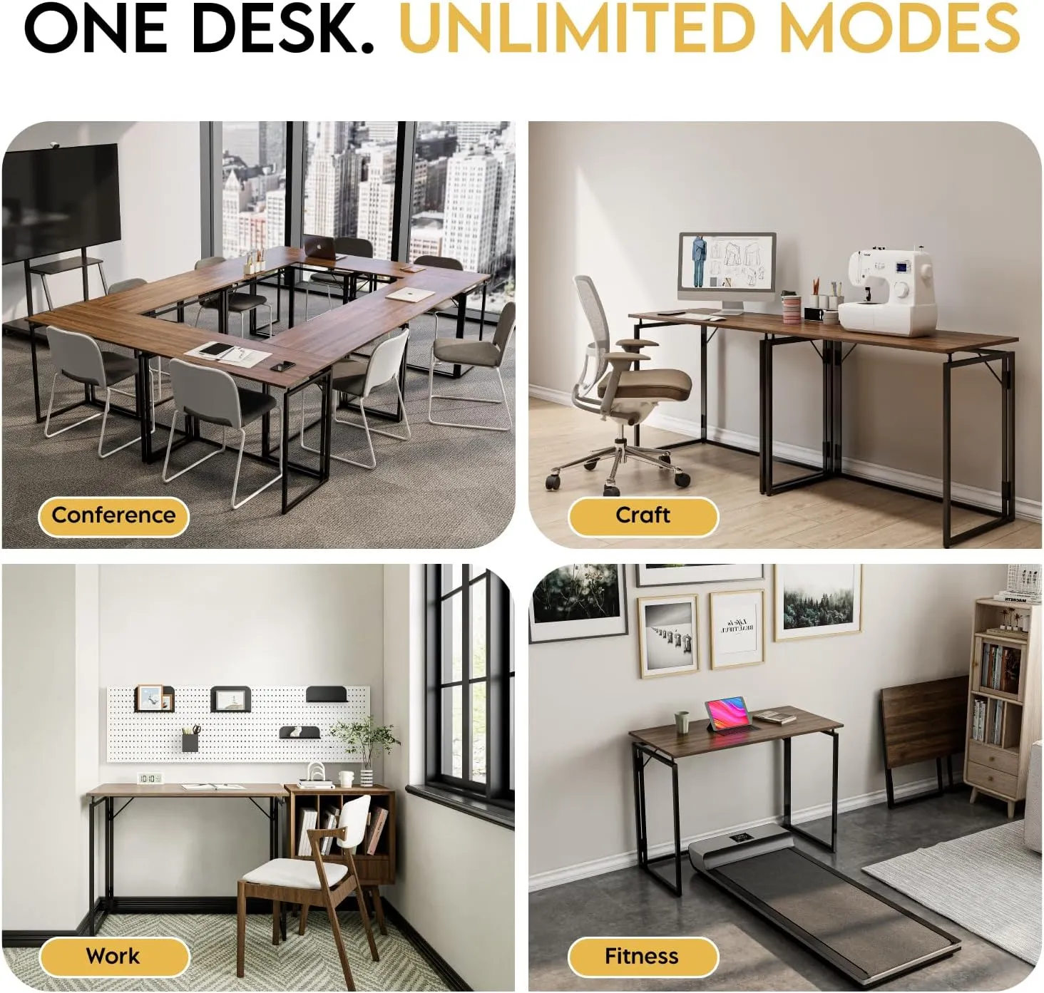 Folding Desk 40 Inch - Small Foldable Desk for Small Space Minimalist, Space Saving Collapsible Compact Desk Portable Table for Craft, Writing, Study and Work (No Assembly Required)