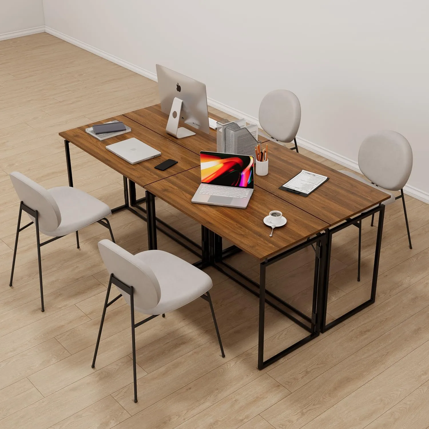 Folding Desk 40 Inch - Small Foldable Desk for Small Space Minimalist, Space Saving Collapsible Compact Desk Portable Table for Craft, Writing, Study and Work (No Assembly Required)