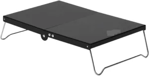 Folding Dining Table Aluminium Hiking Climbing Fishing Picnic Table pliante Outdoor Folding Table Heat Shield Mini Portable Camping Supplies (Color : Black)