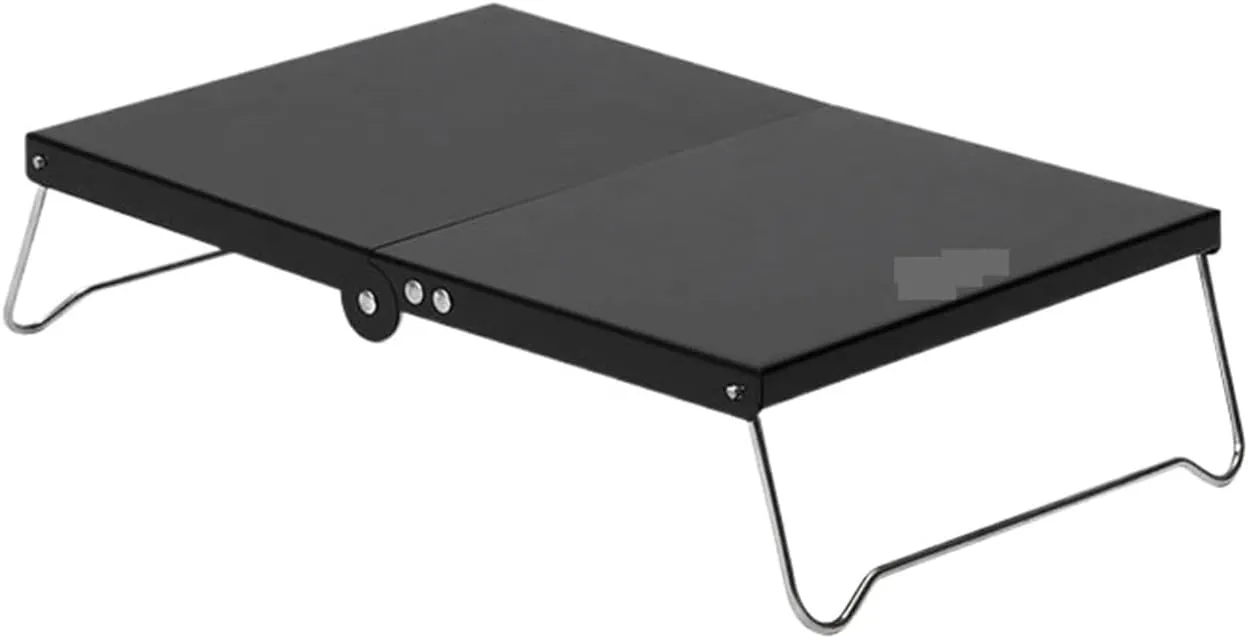 Folding Dining Table Aluminium Hiking Climbing Fishing Picnic Table pliante Outdoor Folding Table Heat Shield Mini Portable Camping Supplies (Color : Black)