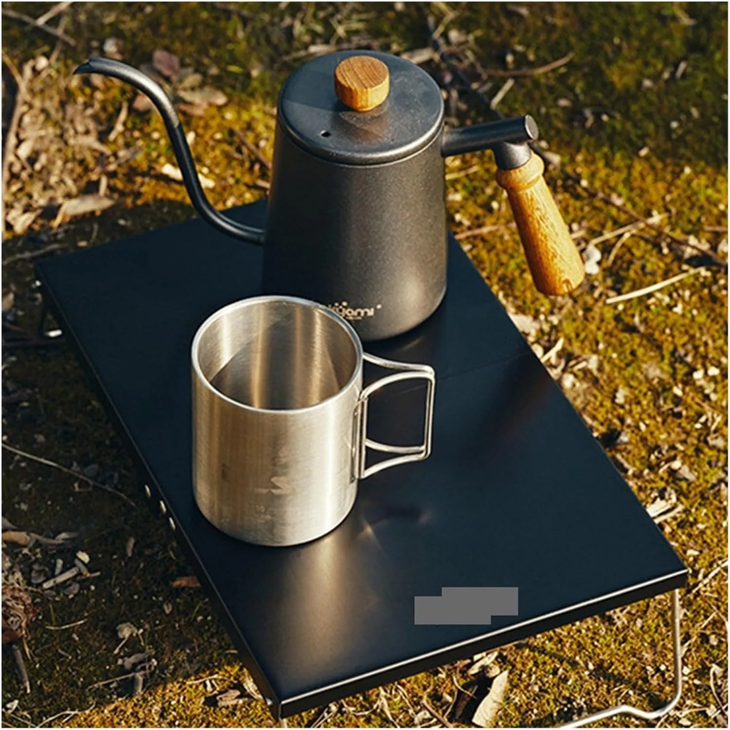 Folding Dining Table Aluminium Hiking Climbing Fishing Picnic Table pliante Outdoor Folding Table Heat Shield Mini Portable Camping Supplies (Color : Black)