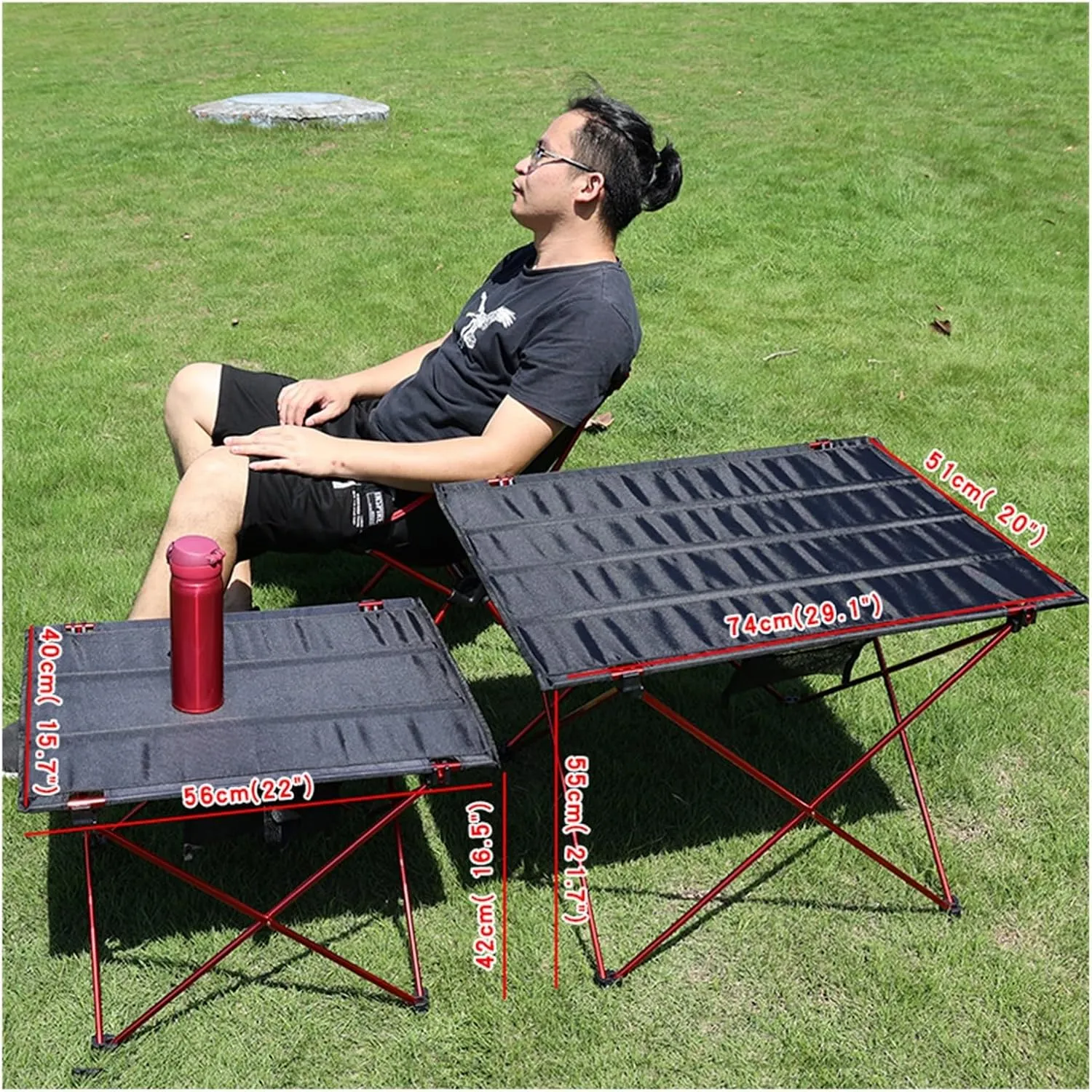 Folding Dining Table Ultralight Beach Aluminium Hiking Climbing Fishing Picnic Folding Tables Outdoor Travel Foldable Table Portable Camping Desk (Color : M-Gray)