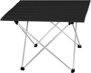 Folding Dining Table Ultralight Fur Folding Camping Table Foldable Outdoor Dinner Desk Indoor Outdoor Fur Aluminum Alloy Desk Portable (Color : S Size Black)