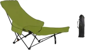 Folding Lounge Chair Recliner Heavy Duty Portable Reclining Chair Lounger for Sunbathing Outdoor Camping Backpacking Travel, Green