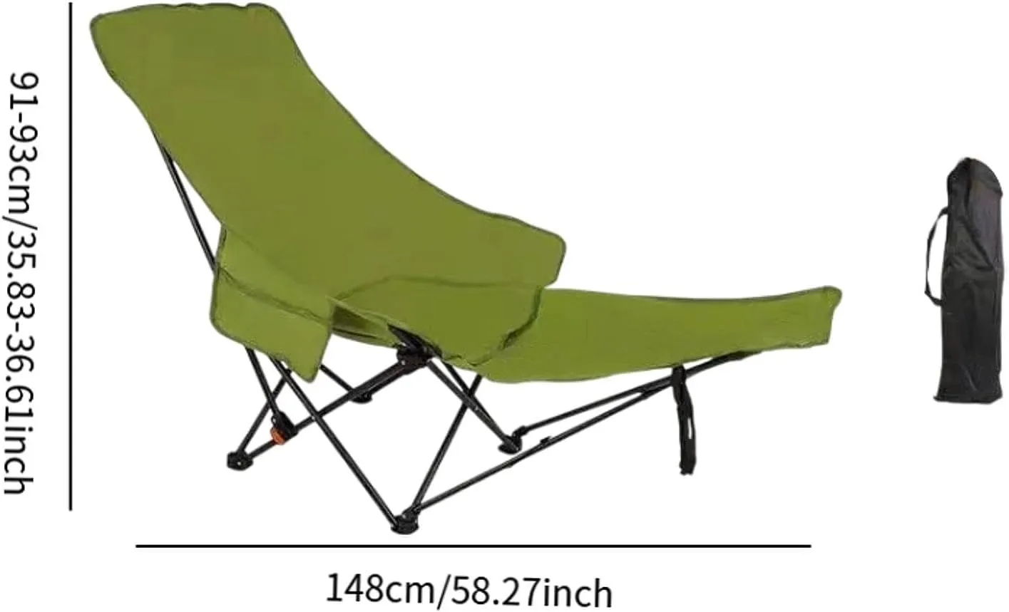 Folding Lounge Chair Recliner Heavy Duty Portable Reclining Chair Lounger for Sunbathing Outdoor Camping Backpacking Travel, Green