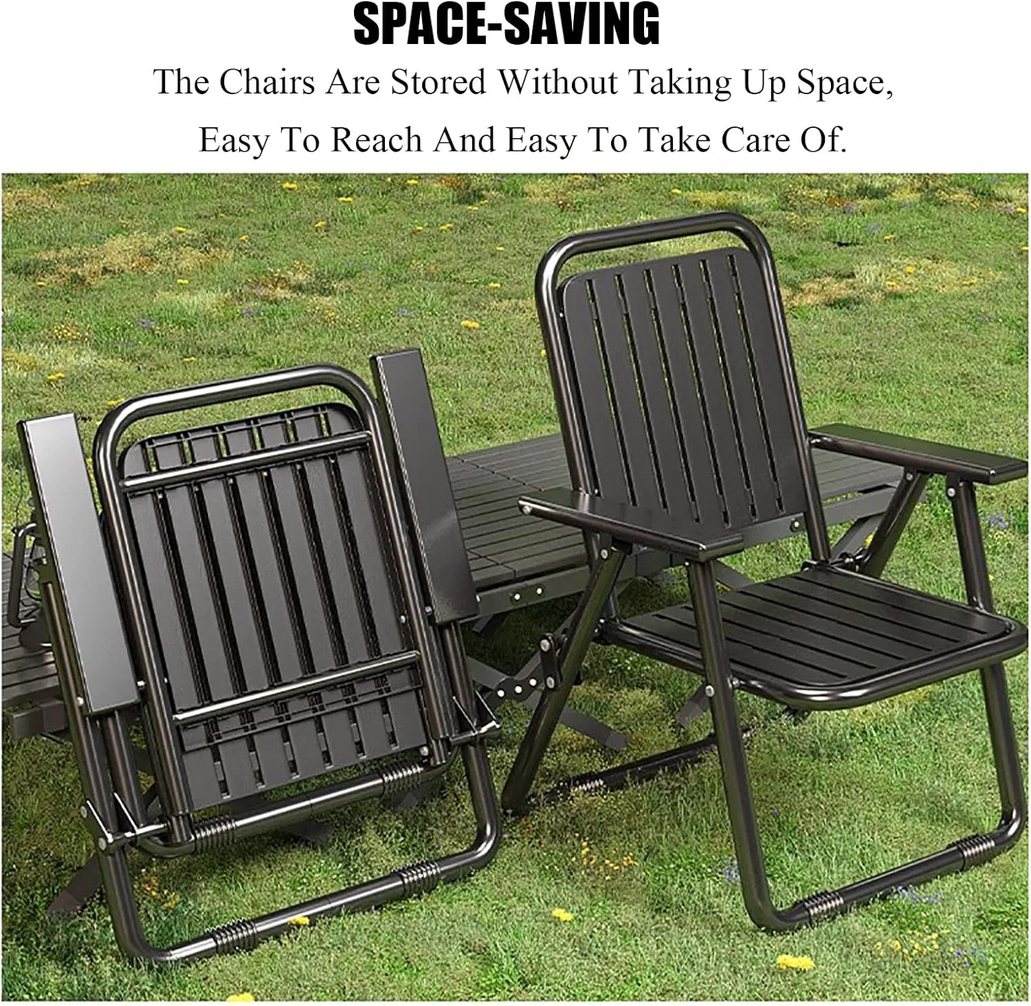 Folding Patio Chair,Outdoor Dining Chair with Armrests and Back,Portable Patio Chair for Porch, Deck,Garden, Backyard,Metal Frame,Perfect for Summer(2pcs, Brown)