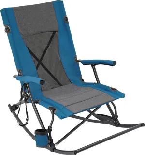 Folding Rocking Camping Chair, Portable Rocker Chair with Cup Holder and Armrests, Heavy Duty Camping Chair for Traveling, Terraces, Porches,330Lbs Load-Bearing Capacity