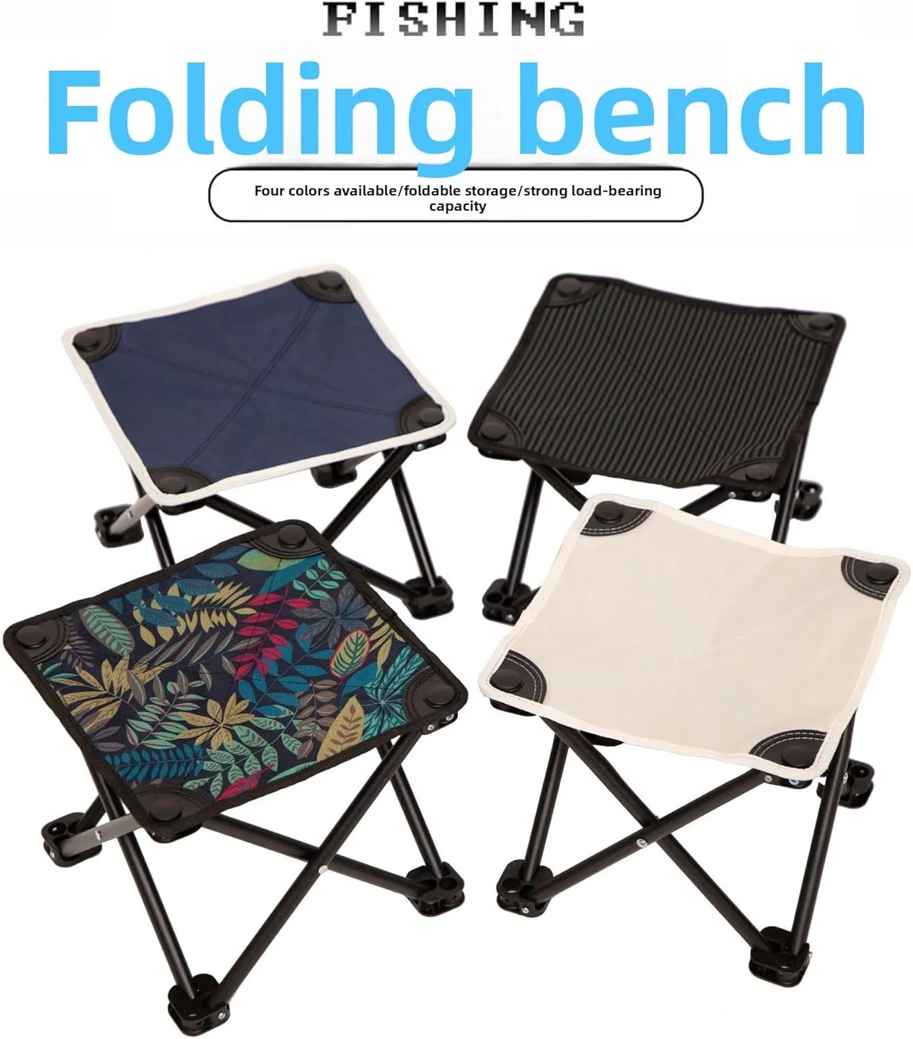 Folding Stool Field Camping Picnic Travel Portable Portable Fishing Outdoor Stall Folding Chair (Blue   Bag)