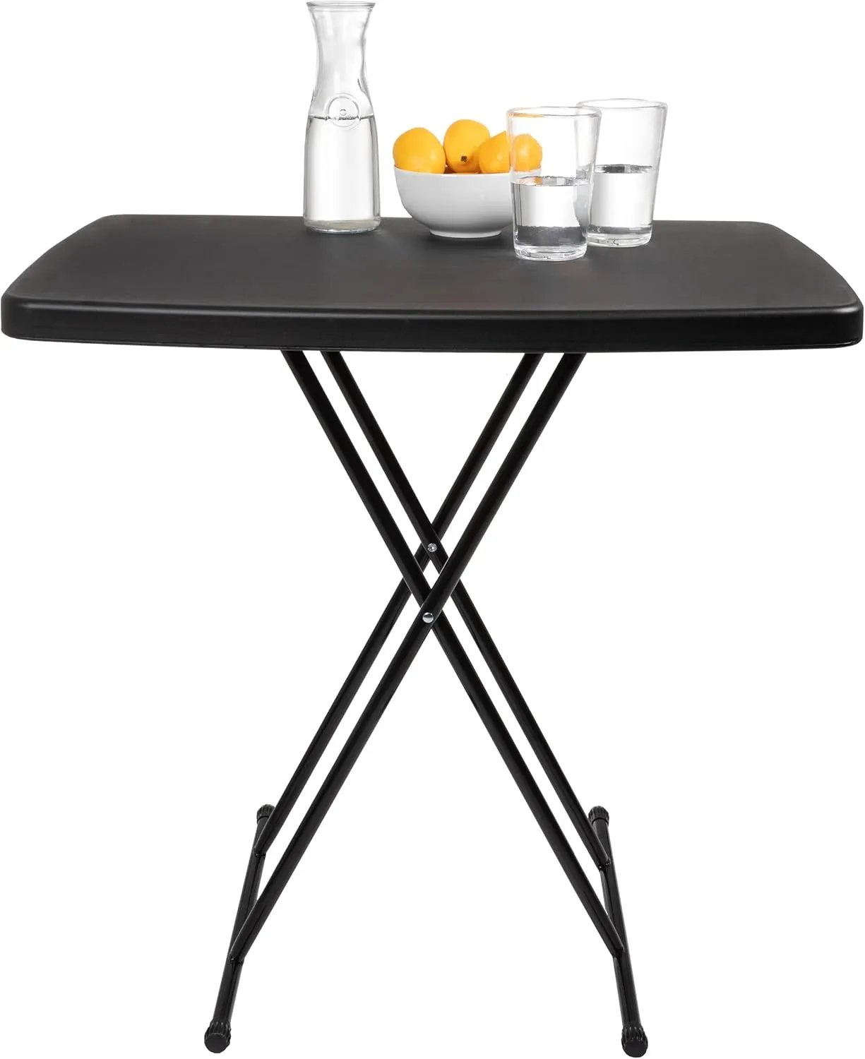 Folding Table - Lightweight Portable Folding Desk - Small Plastic Table for Camping, Playing Cards, and Crafting by Everyday Home (Black)