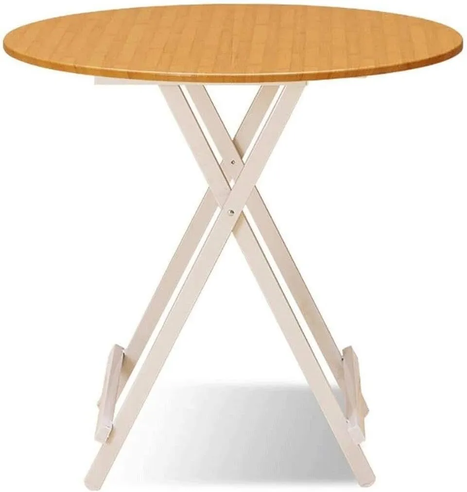 Folding Table,Patio Round Folding Bistro Table,Outdoor Portable Dining Table, Wooden Footing Frame (Color : D)