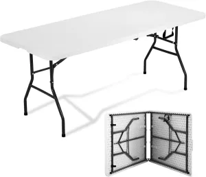 Folding Tables Plastic 6ft with Built in Handle,Indoor & Outdoor Heavy Duty Portable Folding Table for Party Dining Wedding BBQ Camping