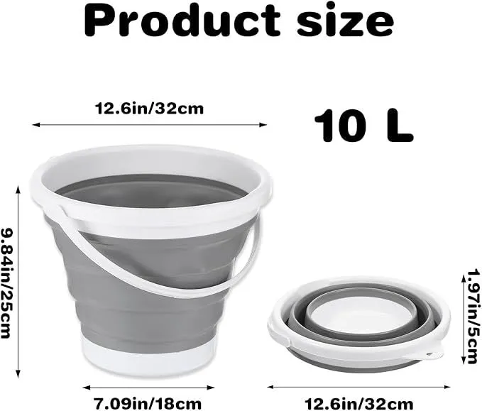 FoldPak™ Collapsible Bucket Set (2-Pack) – Heavy-Duty Folding Utility Containers for Camp, Cleaning & Trail Use