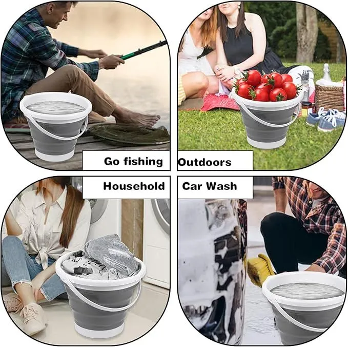 FoldPak™ Collapsible Bucket Set (2-Pack) – Heavy-Duty Folding Utility Containers for Camp, Cleaning & Trail Use