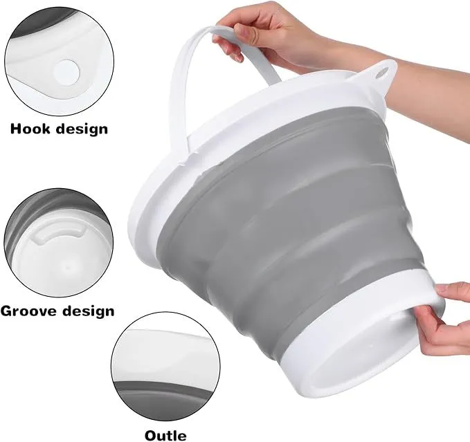 FoldPak™ Collapsible Bucket Set (2-Pack) – Heavy-Duty Folding Utility Containers for Camp, Cleaning & Trail Use