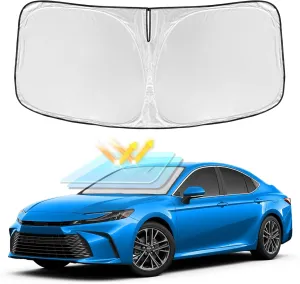 for Toyota Camry 2025 Windshield Sun Shade - 4 Layers Car Sunshades for Front Windows Shade Cover Custom Fit Camry Sun Visor 240T Retractable Blocks Shade UV Rays Accessories