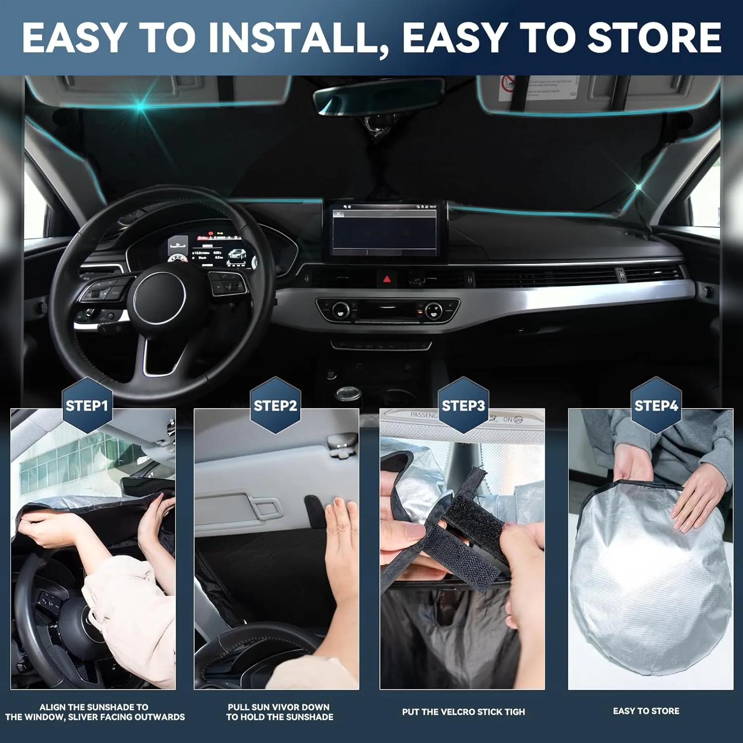 for Toyota Camry 2025 Windshield Sun Shade - 4 Layers Car Sunshades for Front Windows Shade Cover Custom Fit Camry Sun Visor 240T Retractable Blocks Shade UV Rays Accessories