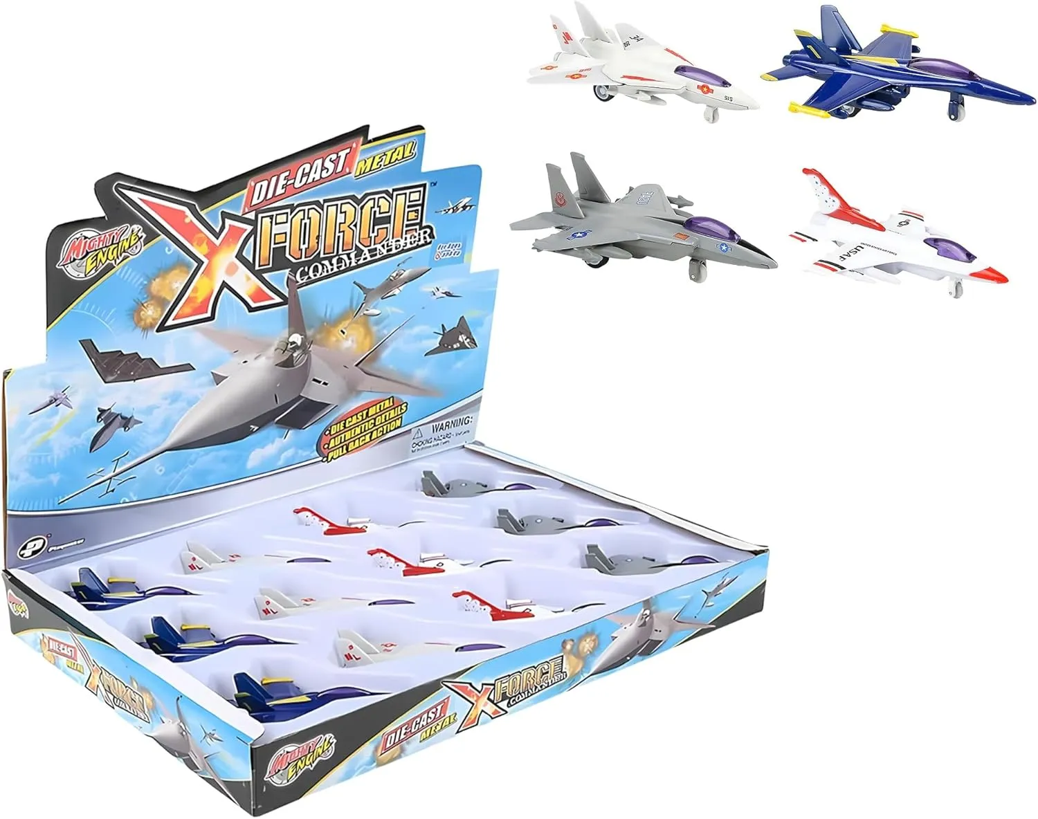Forest & Twelfth Mini Fighter Jet Set, 4" Die-cast Metal Pullback Military Airplanes, US Air Force Jet Planes for Kids, Army Aircrafts Toys for Imaginative Play, Party Favors, Decorations (12 Pack)