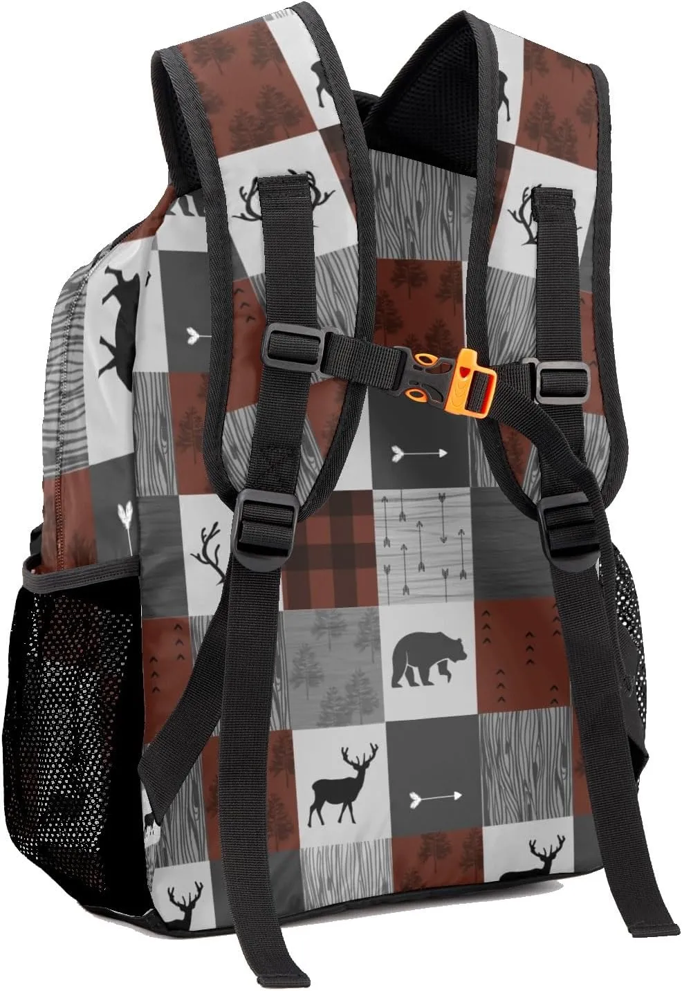 Forest Plaid Deer Bear Personalized Kids School Backpack for Boys Girls Custom Primary Daypack Bags Travel Bookbag