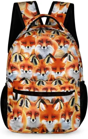 Fox School Backpack for Kids Girls Boys, 16 Inch Cute Foxes Themed Bookbag, Personalized School Backpack for Students Children, Lightweight, Large Capacity