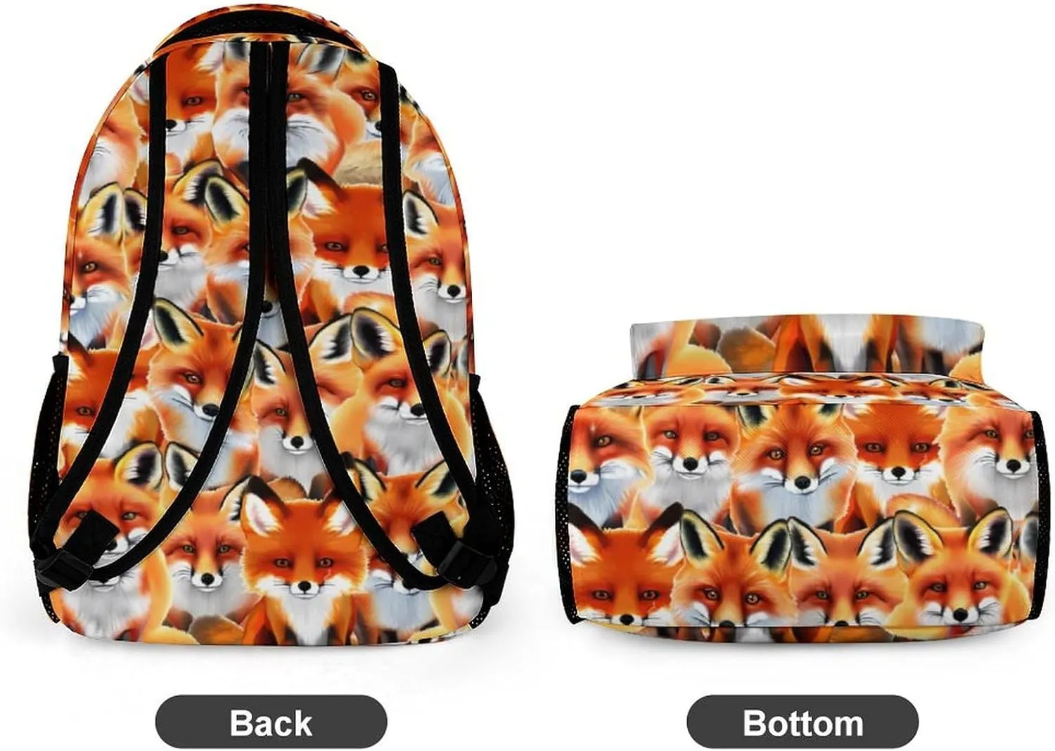 Fox School Backpack for Kids Girls Boys, 16 Inch Cute Foxes Themed Bookbag, Personalized School Backpack for Students Children, Lightweight, Large Capacity