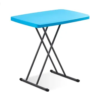 FQWYNMZ Folding Picnic Table for Outdoor, Portable Fold-in-Half Plastic Dining Picnic Party Table with 6 Levels of Height Adjustment, Small End Table for Camping and Picnics(Blue)
