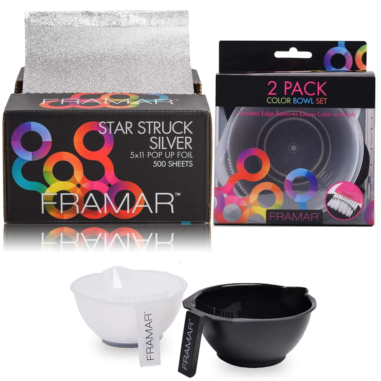 Framar Star Struck Silver Pop Up Hair Foil - FRAMAR Color Bowl with Cleaner Set