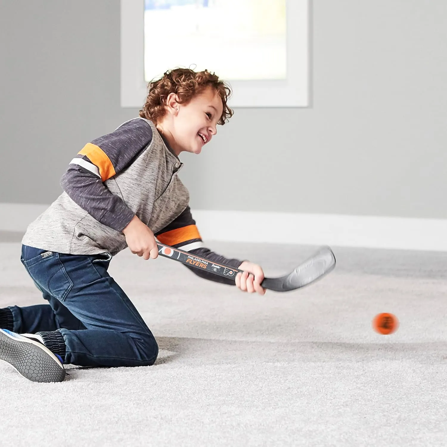 Franklin Sports NHL Mini Hockey Stick Set - NHL Team Knee Hockey Stick and Ball Set - Two Player Stick Set - Great Toy for Kids