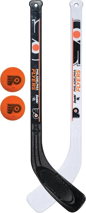 Franklin Sports NHL Mini Hockey Stick Set - NHL Team Knee Hockey Stick and Ball Set - Two Player Stick Set - Great Toy for Kids