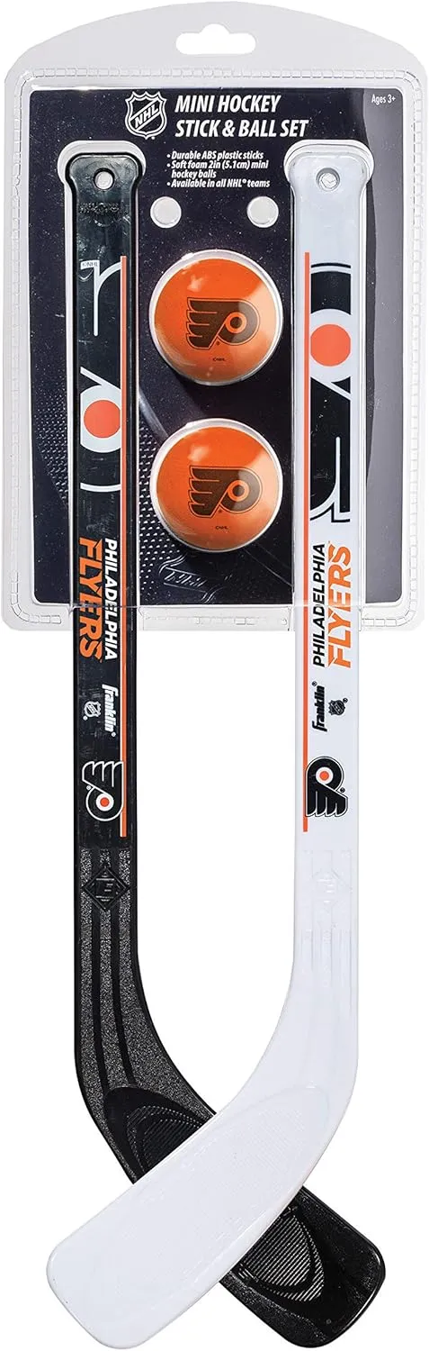 Franklin Sports NHL Mini Hockey Stick Set - NHL Team Knee Hockey Stick and Ball Set - Two Player Stick Set - Great Toy for Kids