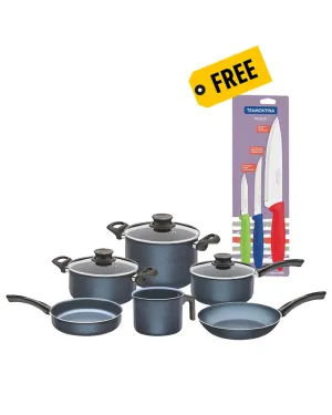 Free Knife Blue Cookware Tramontina 9 Paris Local shipping Set Set Aluminum with Trackable Pieces