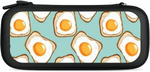 Fried Eggs And Bread Compatible with Switch Carrying Case Hard Travel Game Bag Pouch with 15 Games Accessories