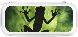 Frogs Shadow On The Leaf Compatible with Switch Carrying Case Hard Travel Game Bag Pouch with 15 Games Accessories