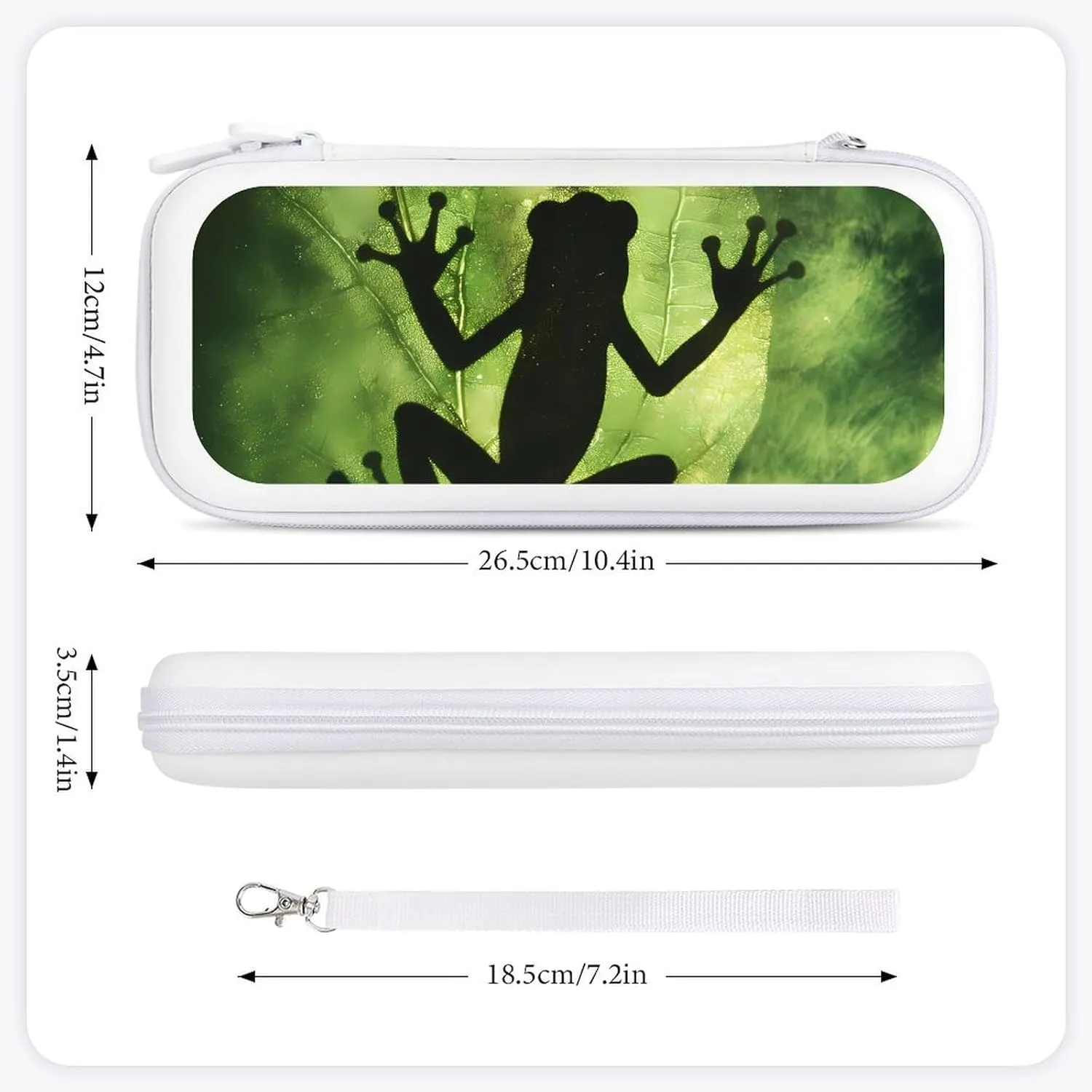 Frogs Shadow On The Leaf Compatible with Switch Carrying Case Hard Travel Game Bag Pouch with 15 Games Accessories
