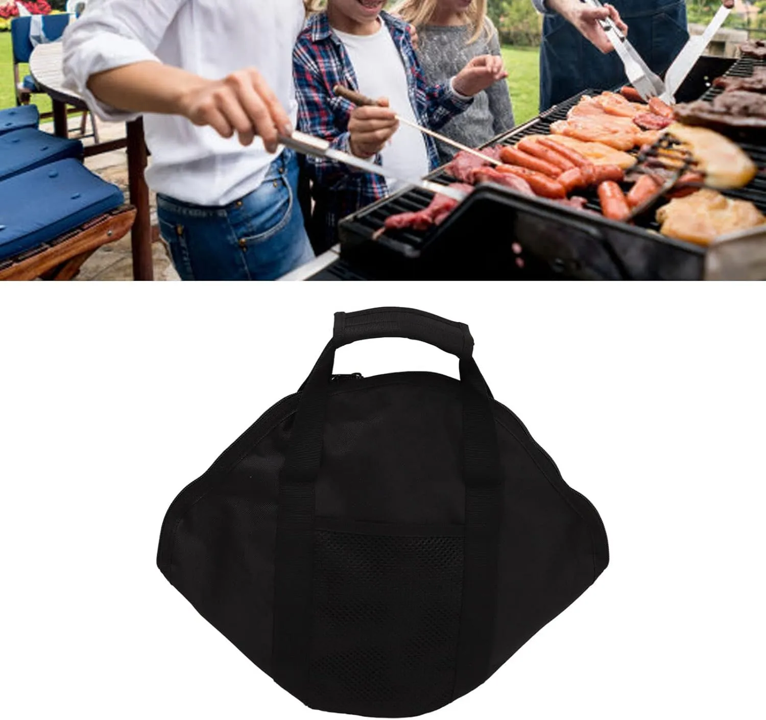 Frying Pan Bag Case, Portable Wterproof Oxford BBQ Grill Pan Carry Bag, Anti Scratch Grill Plate Bag, Camping Utensils Storage Bag for Beach Picnic BBQ Camping(big)