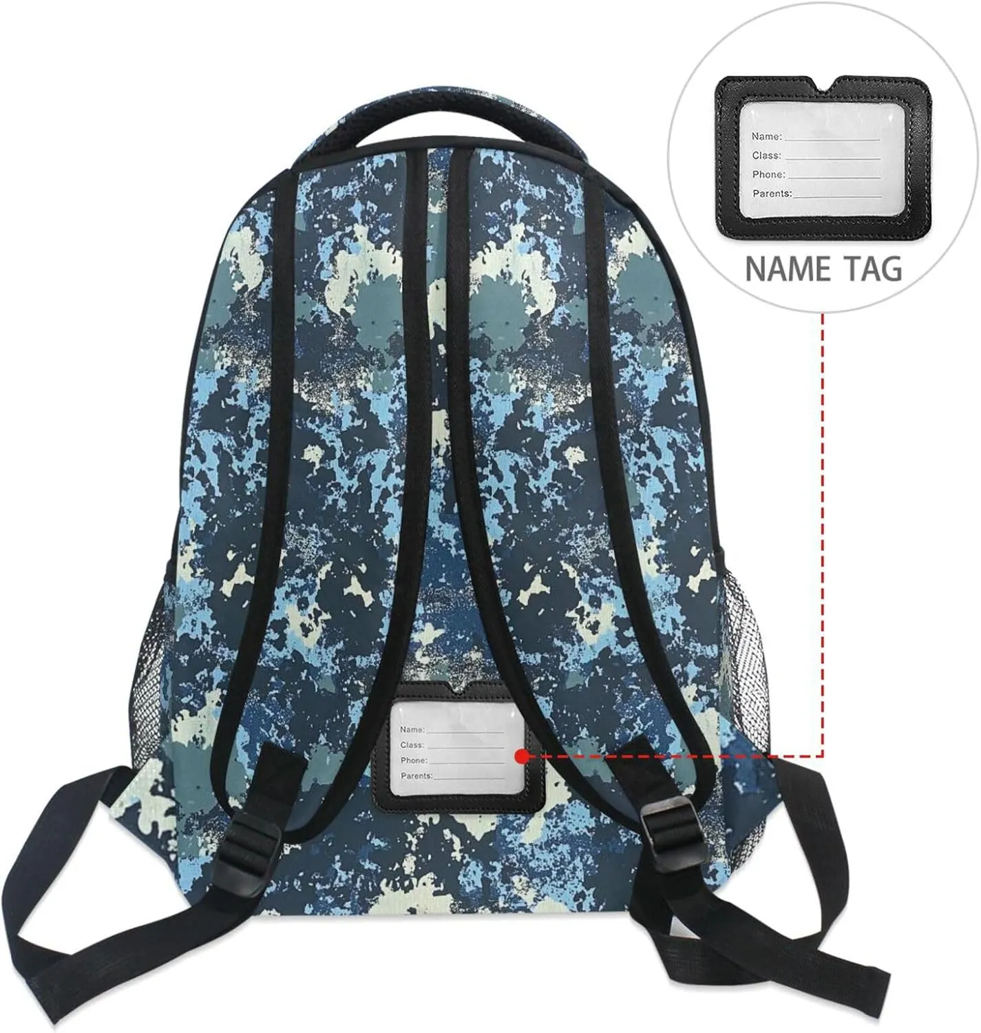 Fun Backpack for Teens Boys Girls Waterproof Outdoor Backpack with Chest Strap for Business Work College Travel Trip Army Camouflage Blue Camouflage