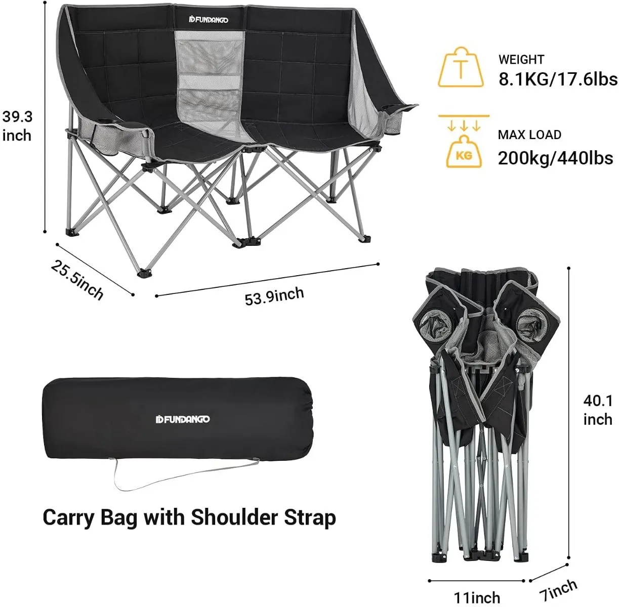 FUNDANGO Double Sofa Chair Loveseat Camping Chairs