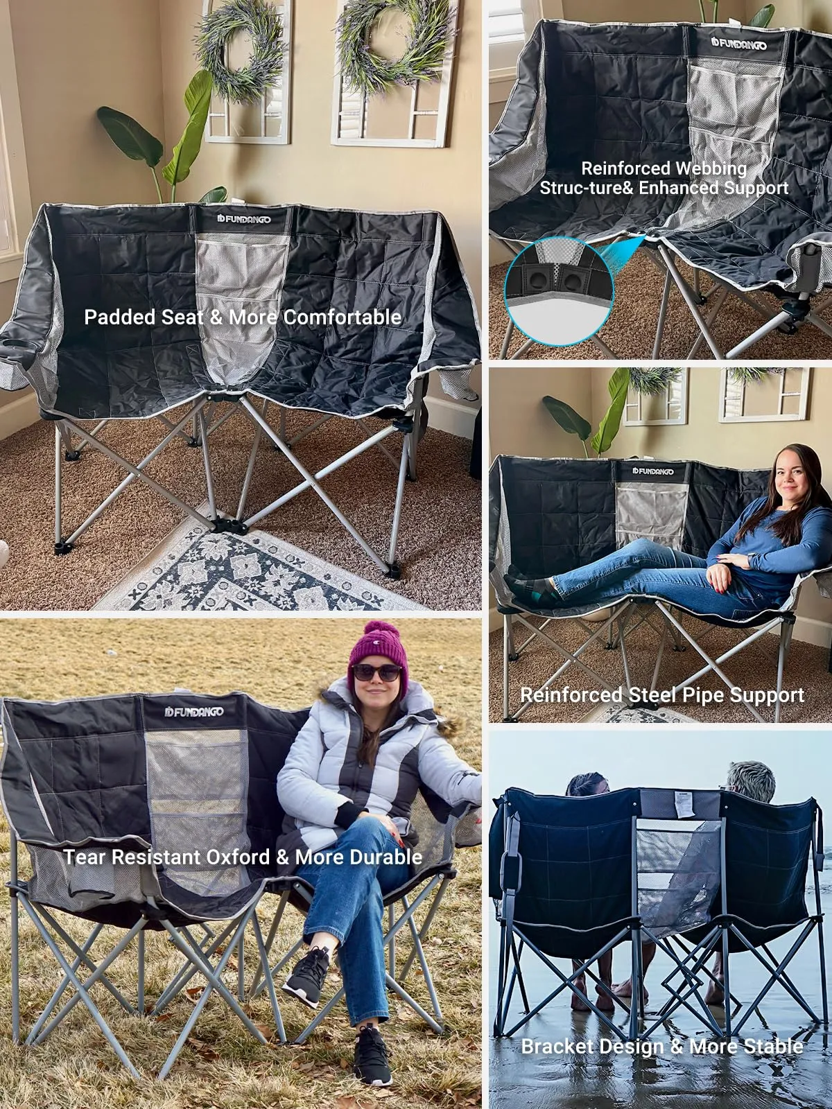 FUNDANGO Double Sofa Chair Loveseat Camping Chairs