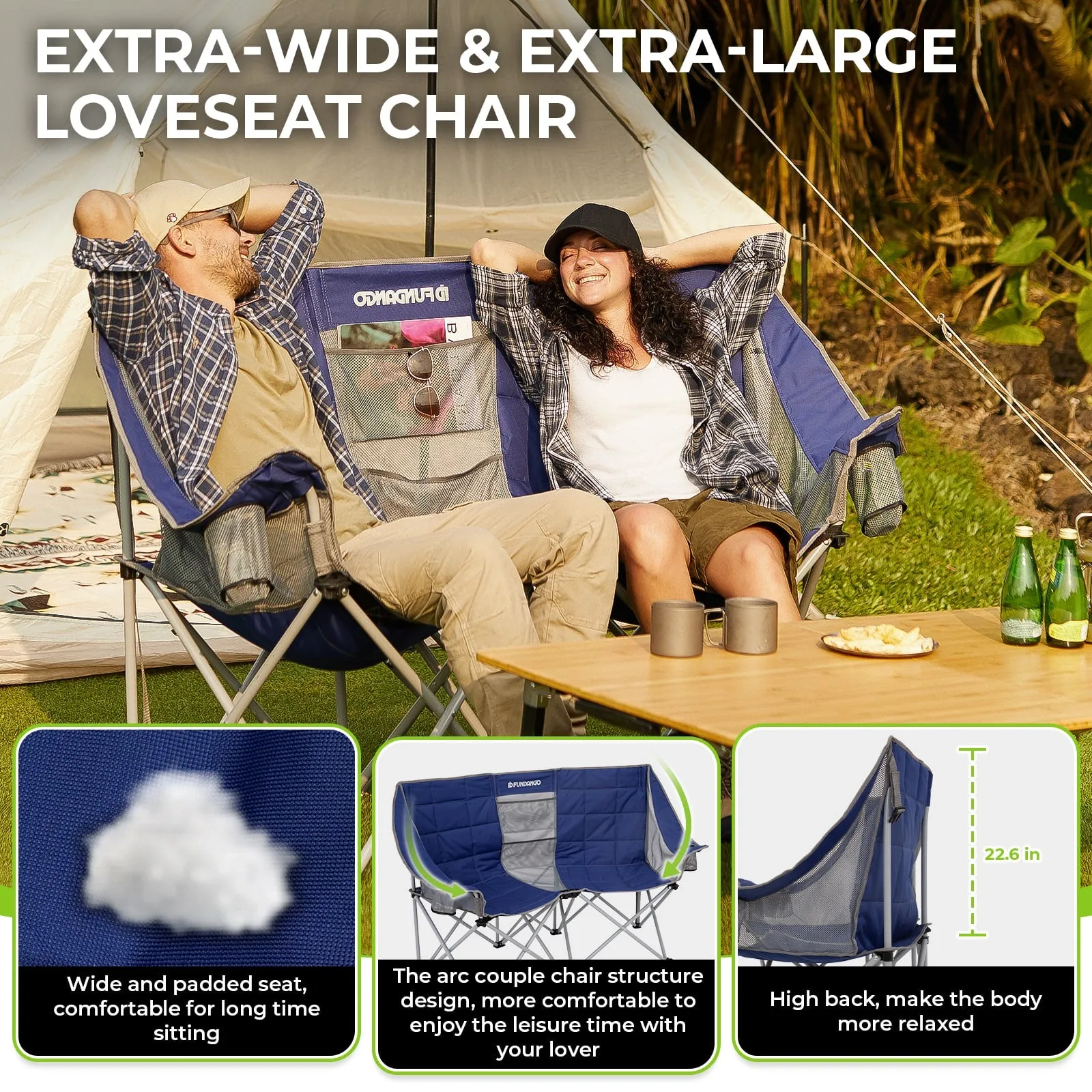 FUNDANGO Double Sofa Chair Loveseat Camping Chairs