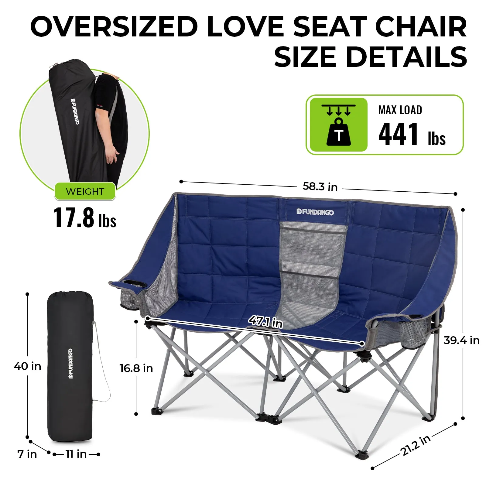 FUNDANGO Double Sofa Chair Loveseat Camping Chairs