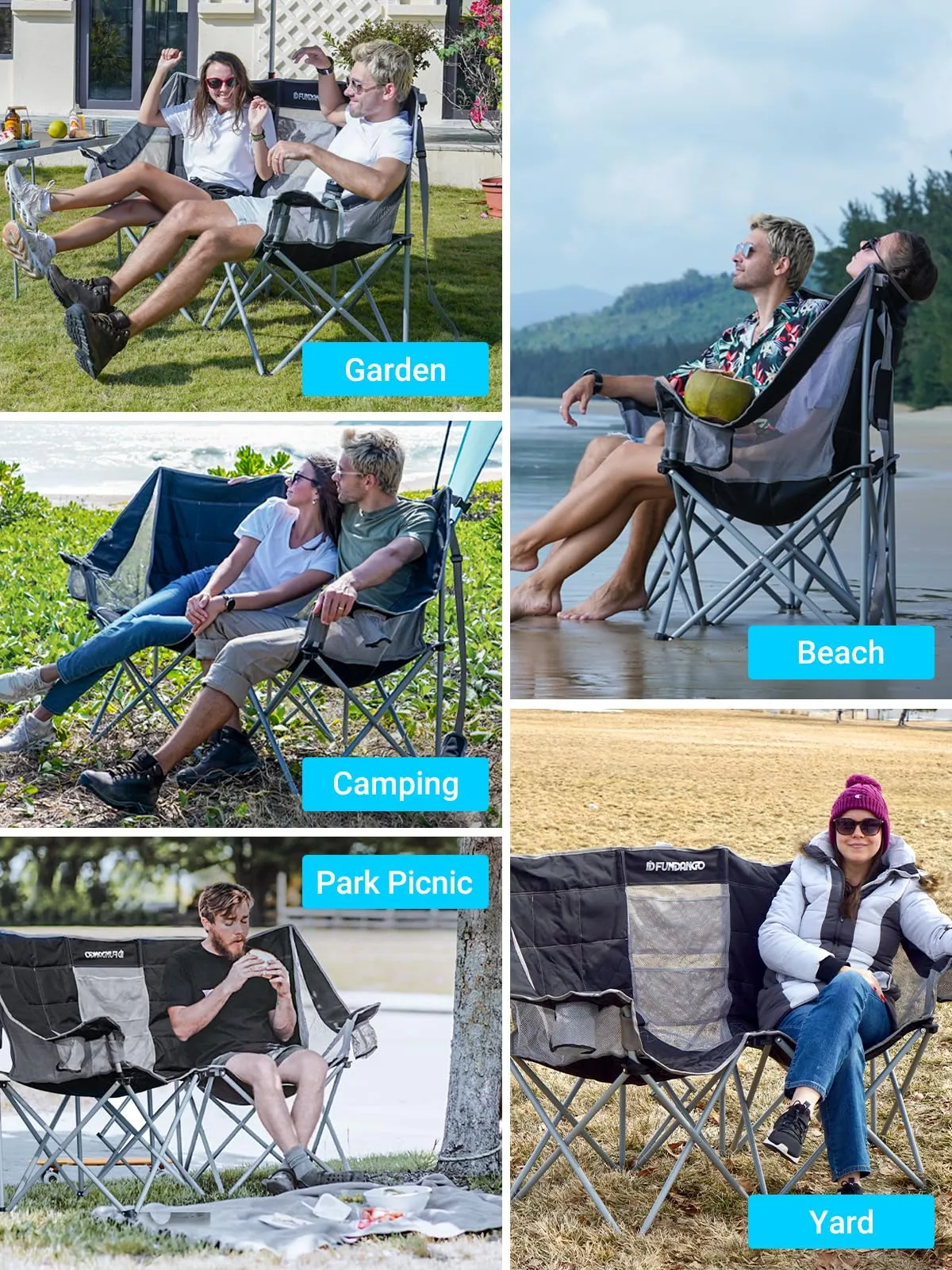 FUNDANGO Double Sofa Chair Loveseat Camping Chairs