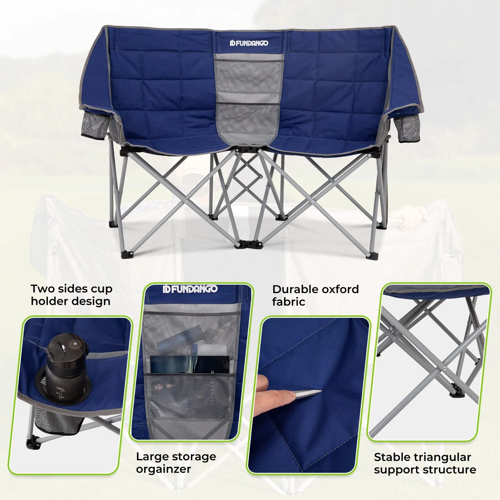 FUNDANGO Double Sofa Chair Loveseat Camping Chairs