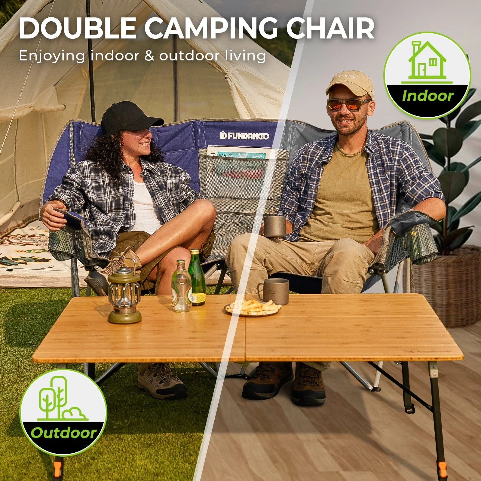 FUNDANGO Double Sofa Chair Loveseat Camping Chairs