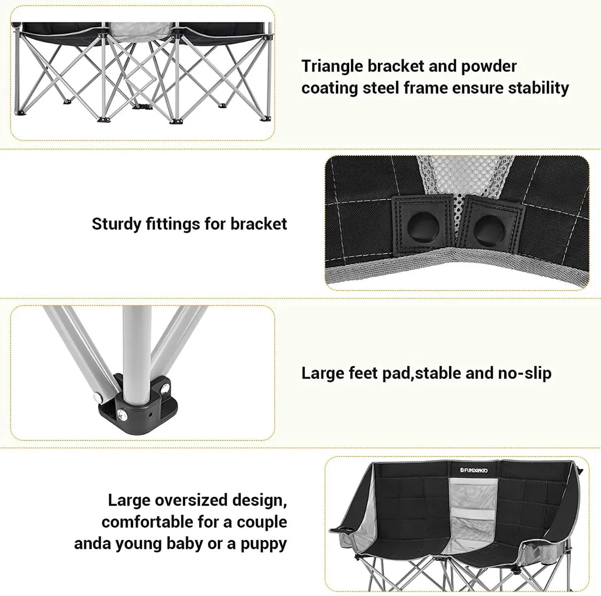 FUNDANGO Double Sofa Chair Loveseat Camping Chairs