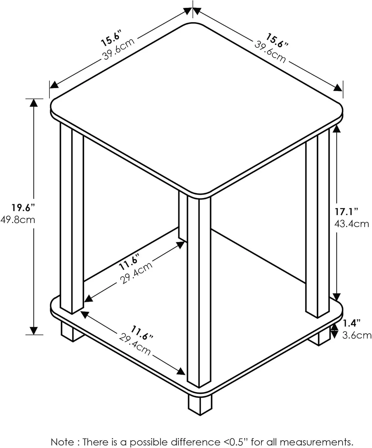 Furinno Simplistic Set of 2 End Table, French Oak Grey/Grey