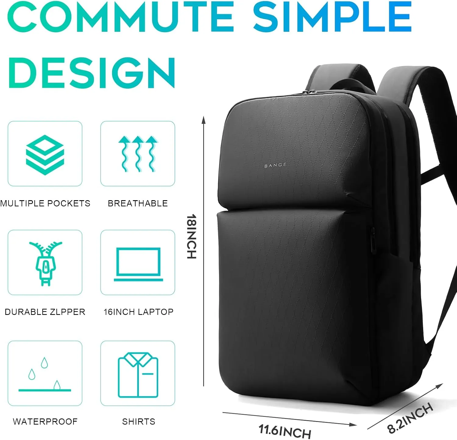 FUTURE AESTHETICS Smart Waterproof Travel Backpack Business Flight Approved Carry on Backpack for Men Women ，Large Capacity Laptop Backpack，Water Resistant Computer Backpack Fits 16 Inch Laptop（Black）