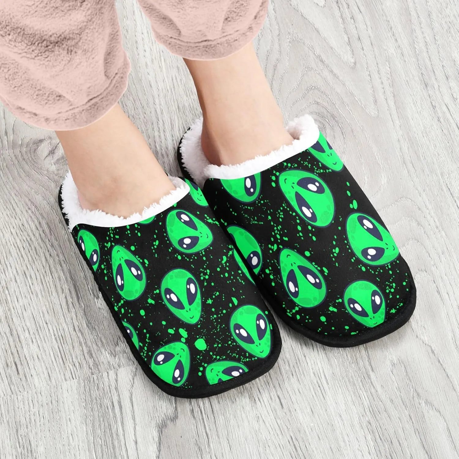 Fuzzy House Slippers Warm Nonslip Slippers for Women's Men's Cozy indoor Travel Shoes