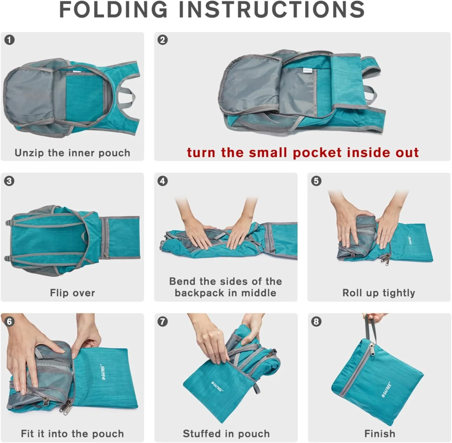G4Free 10L Hiking Backpack Small Travel Hiking Daypack Lightweight Packable Backpack Casual Foldable Shoulder Bag