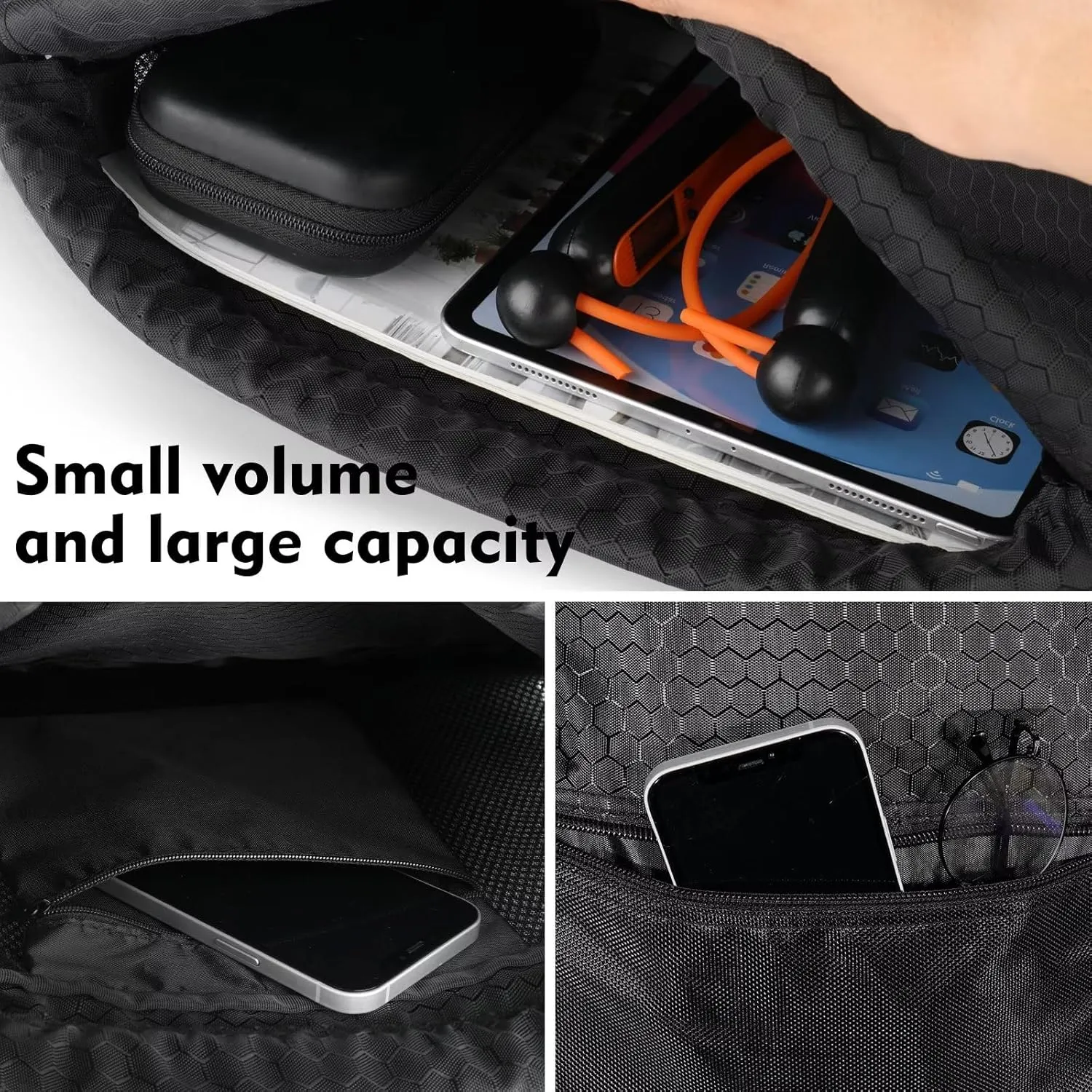 GAENMESH Drawstring Backpack Bag for Sports Lightweight Foldable Gym Bag with Sturdy Draw Cord Shoulder Strap Hiking Travel Camping