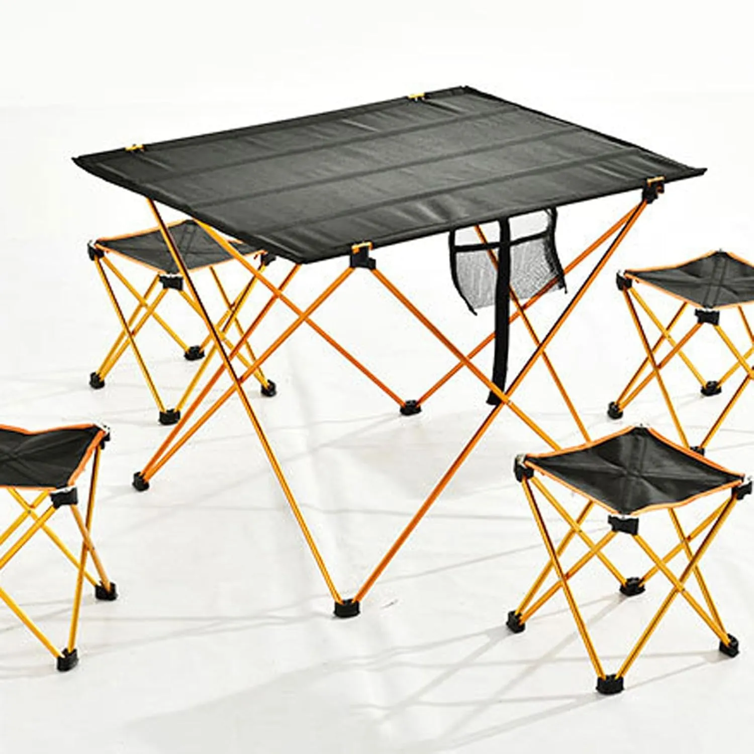 GaRcan Small Folding Camping Table with Aluminum Table Leg, Portable Beach Table for Sand with Carrying Bag, Prefect for Outdoor, Picnic, BBQ, Cooking, Festival (Orange 56×42×37