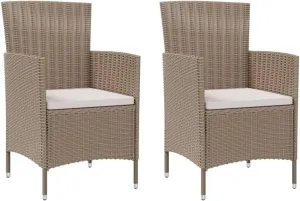 Garden Chairs, Pool Chair, Patio Chairs with Cushions 2 pcs, Easy to Clean Suitable for Patio, Porch, Backyard, Balcony, Garden Poly Rattan Beige